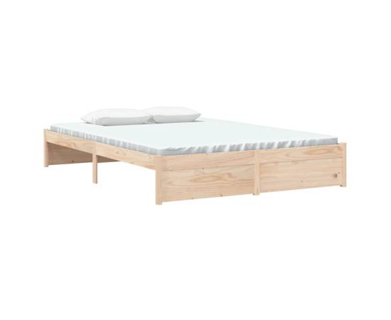 Cadru de pat, 140x190 cm, lemn masiv de pin, 3 image
