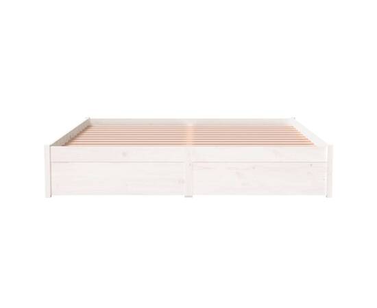 Cadru de pat, alb, 160x200 cm, lemn masiv, 5 image