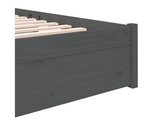 Cadru de pat, gri, 140x190 cm, lemn masiv de pin, 7 image
