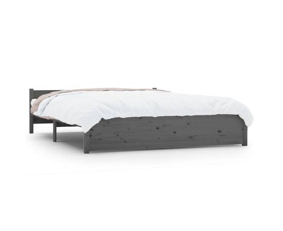 Cadru de pat, gri, 140x190 cm, lemn masiv, 2 image