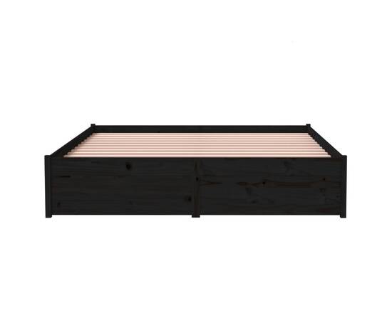 Cadru de pat, negru, 140x190 cm, lemn masiv, 5 image