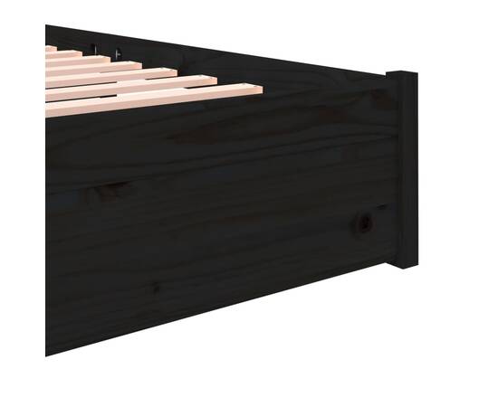 Cadru de pat, negru, 140x200 cm, lemn masiv, 7 image