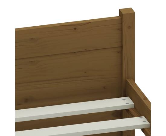 Cadru de pat dublu 4ft6, maro miere, 135x190 cm, lemn masiv, 7 image
