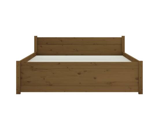 Cadru de pat dublu 4ft6, maro miere, 135x190 cm, lemn masiv, 5 image