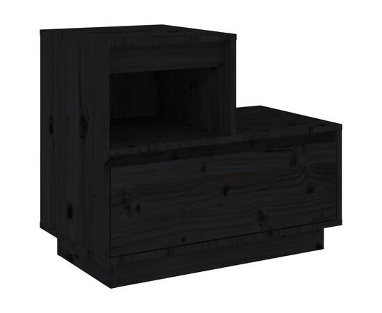 Noptiere, 2 buc, negru, 60x34x51 cm, lemn masiv de pin, 3 image