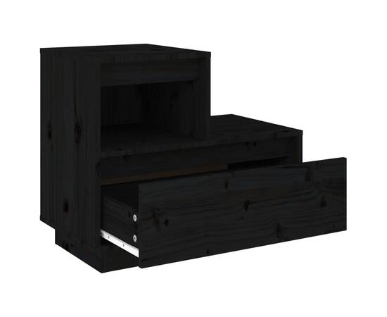 Noptiere, 2 buc, negru, 60x34x51 cm, lemn masiv de pin, 6 image