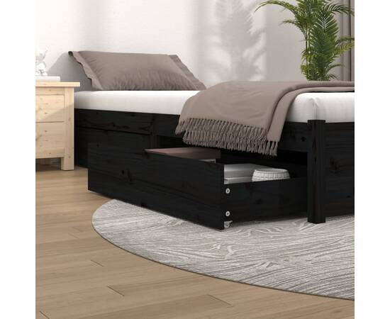 Sertare pentru pat, 4 buc., negru, lemn masiv de pin