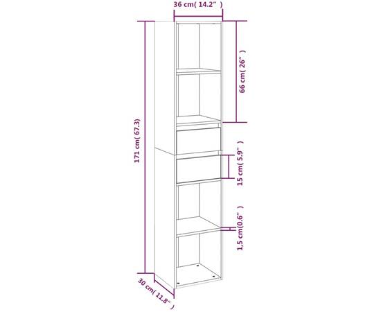 Bibliotecă, gri sonoma, 36x30x171 cm, lemn prelucrat, 7 image