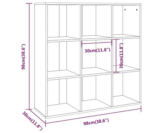 Bibliotecă, gri sonoma, 98x30x98 cm, 7 image