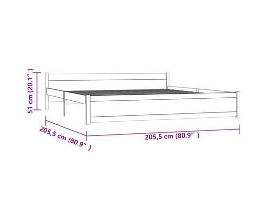 Cadru de pat, alb, 200x200 cm, lemn masiv, 9 image