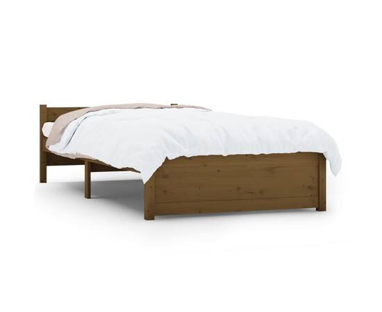 Cadru de pat, maro miere, 90x200 cm, lemn masiv, 2 image