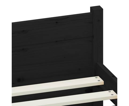 Cadru de pat, negru, 90x200 cm, lemn masiv, 7 image