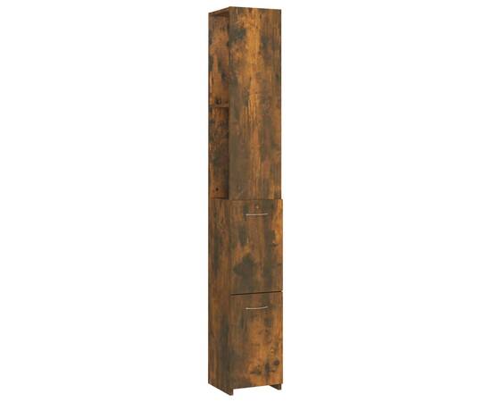 Dulap de baie, stejar fumuriu, 25x25x170 cm, lemn prelucrat, 2 image