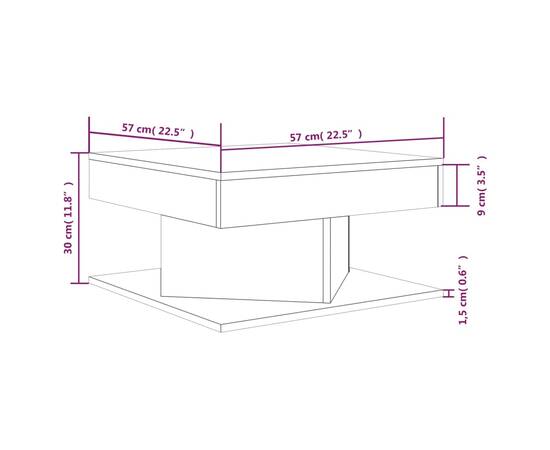 Măsuță de cafea, stejar maro, 57x57x30 cm, lemn prelucrat, 5 image