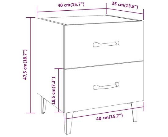 Noptiere, 2 buc., stejar fumuriu, 40x35x47,5 cm, 8 image
