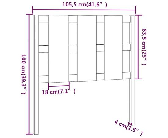 Tăblie de pat, alb, 105,5x4x100 cm, lemn masiv de pin, 6 image
