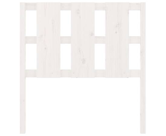 Tăblie de pat, alb, 105,5x4x100 cm, lemn masiv de pin, 4 image