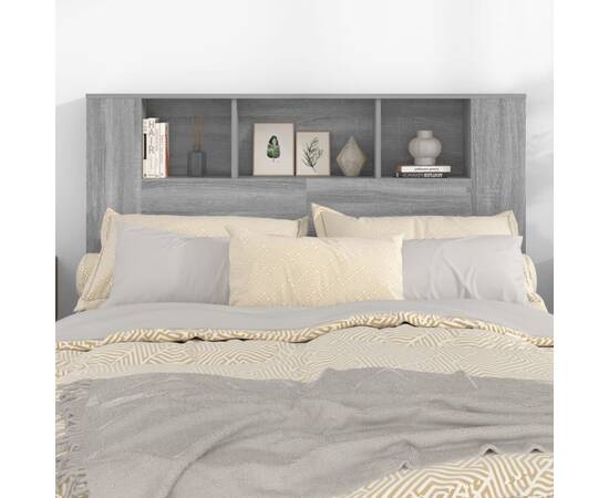 Tăblie de pat cu dulap, gri sonoma, 140x18,5x104,5 cm, 5 image