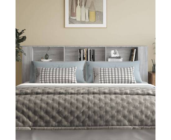 Tăblie de pat cu dulap, gri sonoma, 220x18,5x104,5 cm, 3 image