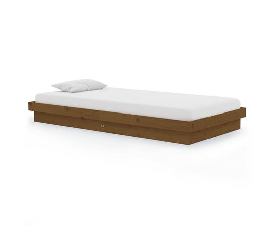 Cadru de pat, maro miere, 100x200 cm, lemn masiv, 2 image