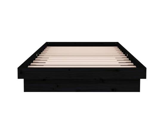Cadru de pat, negru, 100x200 cm, lemn masiv de pin, 5 image