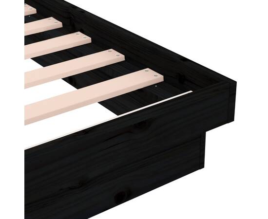 Cadru de pat, negru, 120x200 cm, lemn masiv de pin, 8 image