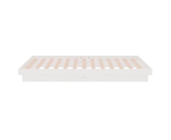 Cadru de pat mic single 2ft6, alb, 75x190 cm, lemn masiv, 6 image