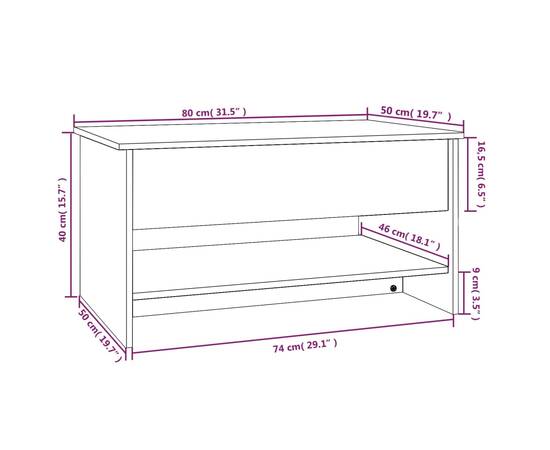Măsuță de cafea, gri sonoma, 80x50x40 cm, lemn prelucrat, 9 image
