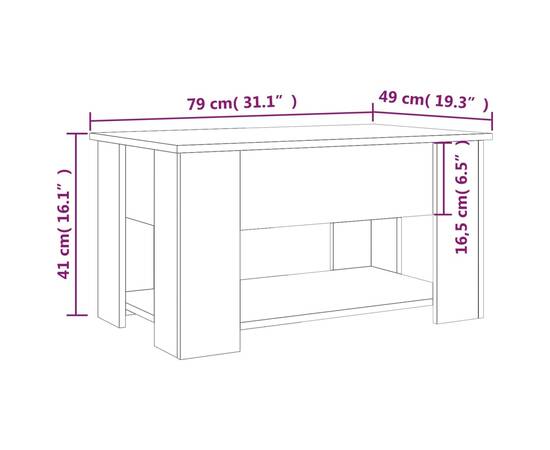 Măsuță de cafea, stejar maro, 79x49x41 cm, lemn prelucrat, 8 image