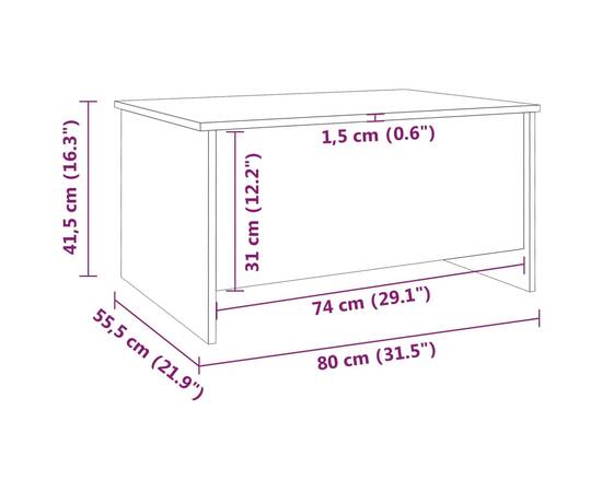 Măsuță de cafea, stejar maro, 80x55,5x41,5 cm, lemn compozit, 7 image