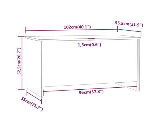 Măsuță de cafea stejar fumuriu 102x55,5x52,5 cm lemn prelucrat, 9 image