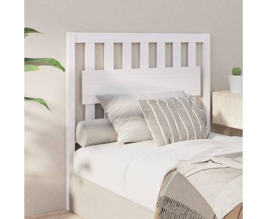 Tăblie de pat, alb, 105,5x4x100 cm, lemn masiv de pin, 4 image