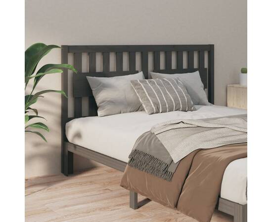 Tăblie de pat, gri, 155,5x4x100 cm, lemn masiv de pin