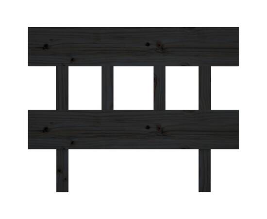 Tăblie de pat, negru, 103,5x3x81 cm, lemn masiv de pin, 3 image