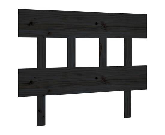 Tăblie de pat, negru, 103,5x3x81 cm, lemn masiv de pin, 2 image
