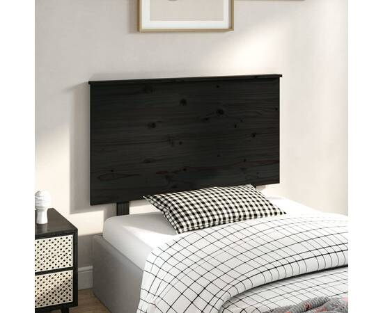 Tăblie de pat, negru, 104x6x82,5 cm, lemn masiv de pin, 4 image
