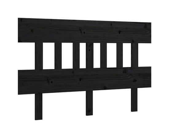 Tăblie de pat, negru, 138,5x3x81 cm, lemn masiv de pin, 2 image