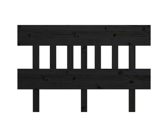 Tăblie de pat, negru, 143,5x3x81 cm, lemn masiv de pin, 3 image