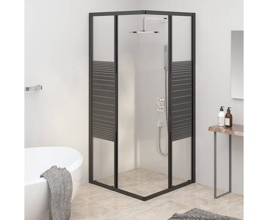 Cabină de duș cu dungi, negru, 80x80x180 cm, esg, 10 image