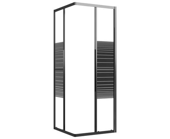 Cabină de duș cu dungi, negru, 80x80x180 cm, esg, 6 image