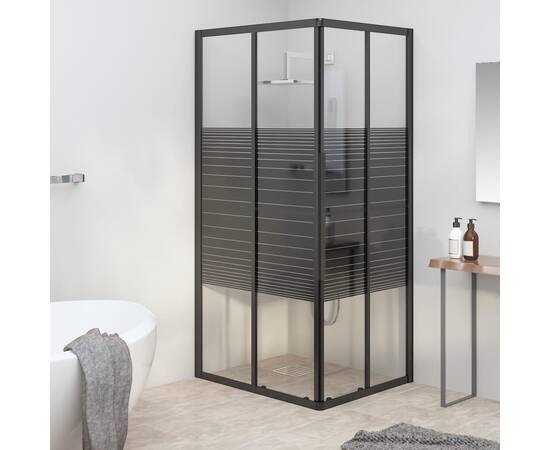 Cabină de duș cu dungi, negru, 90x70x180 cm, esg