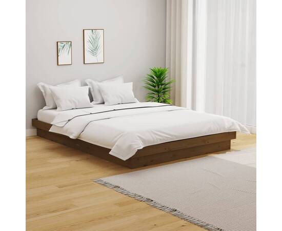 Cadru de pat small double 4ft maro miere 120x190 cm lemn masiv