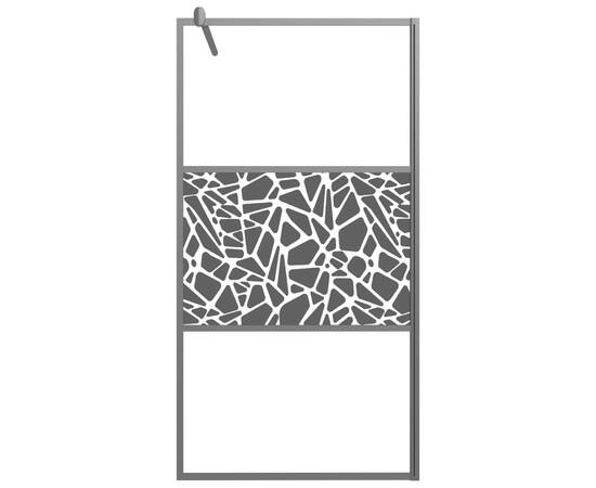 Paravan de duș walk-in negru 100x195 cm sticlă esg model piatră, 3 image