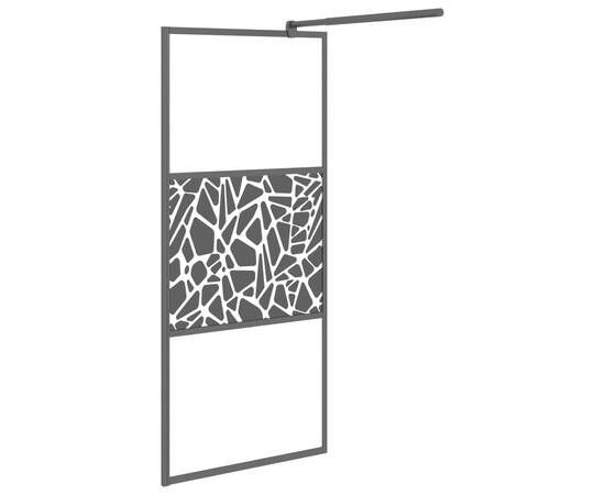 Paravan de duș walk-in negru 80x195 cm sticlă esg model piatră, 4 image