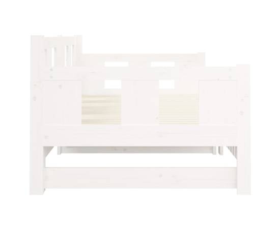 Pat extensibil de zi, alb, 2x(80x200) cm, lemn masiv de pin, 9 image
