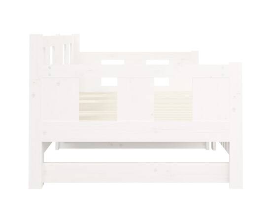 Pat extensibil de zi, alb, 2x(90x200) cm, lemn masiv de pin, 9 image
