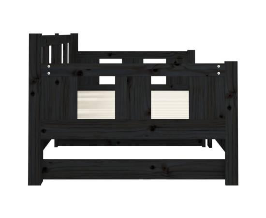 Pat extensibil de zi, negru, 2x(80x200) cm, lemn masiv pin, 9 image