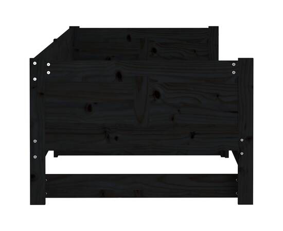 Pat extensibil de zi, negru, 2x(90x200) cm, lemn masiv pin, 10 image