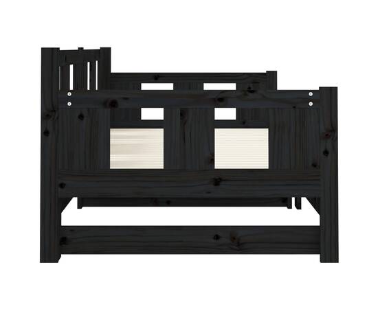 Pat extensibil de zi, negru, 2x(90x200) cm, lemn masiv pin, 9 image
