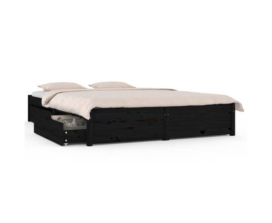 Cadru de pat cu sertare, negru, 140x200 cm, 2 image